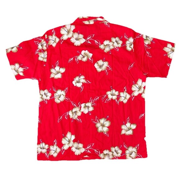 Vintage Barefoot In Paradise Men’s Red Budweiser Hawaiian Shirt Size Large - Picture 4 of 8
